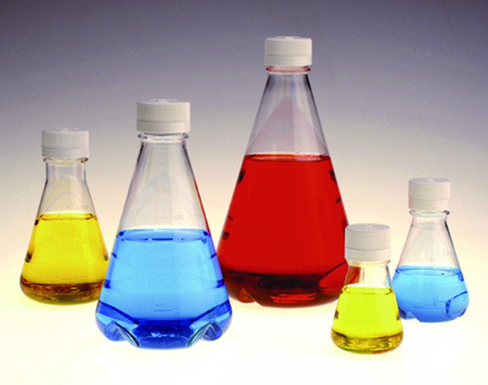 Beute Erlenmeyer Nalgene™, PETG, sterili, con fondo piatto