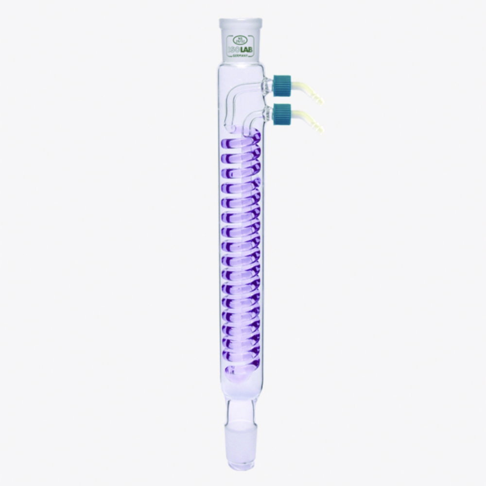 Condensers, ground glass joint, Dimroth,  borosilicate glass 3.3, PP-olive