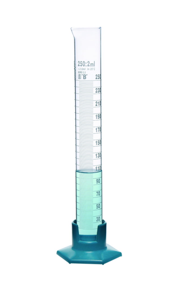 Cilindri graduati, vetro Borosilicato 3.3, forma alta, classe B, graduazioni bianche