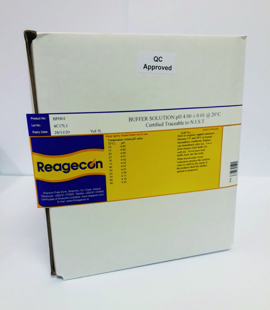 Soluzioni tampone di pH, Bag in Box, 20 °C