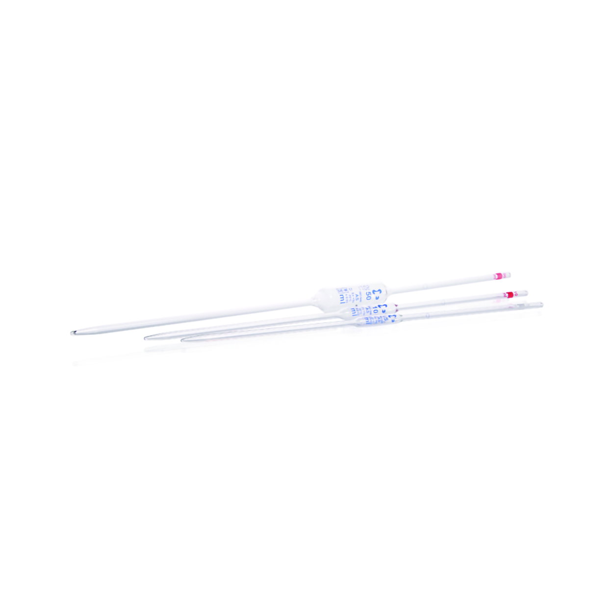 Volumetric pipettes, soda-lime glass, class AS, blue graduation