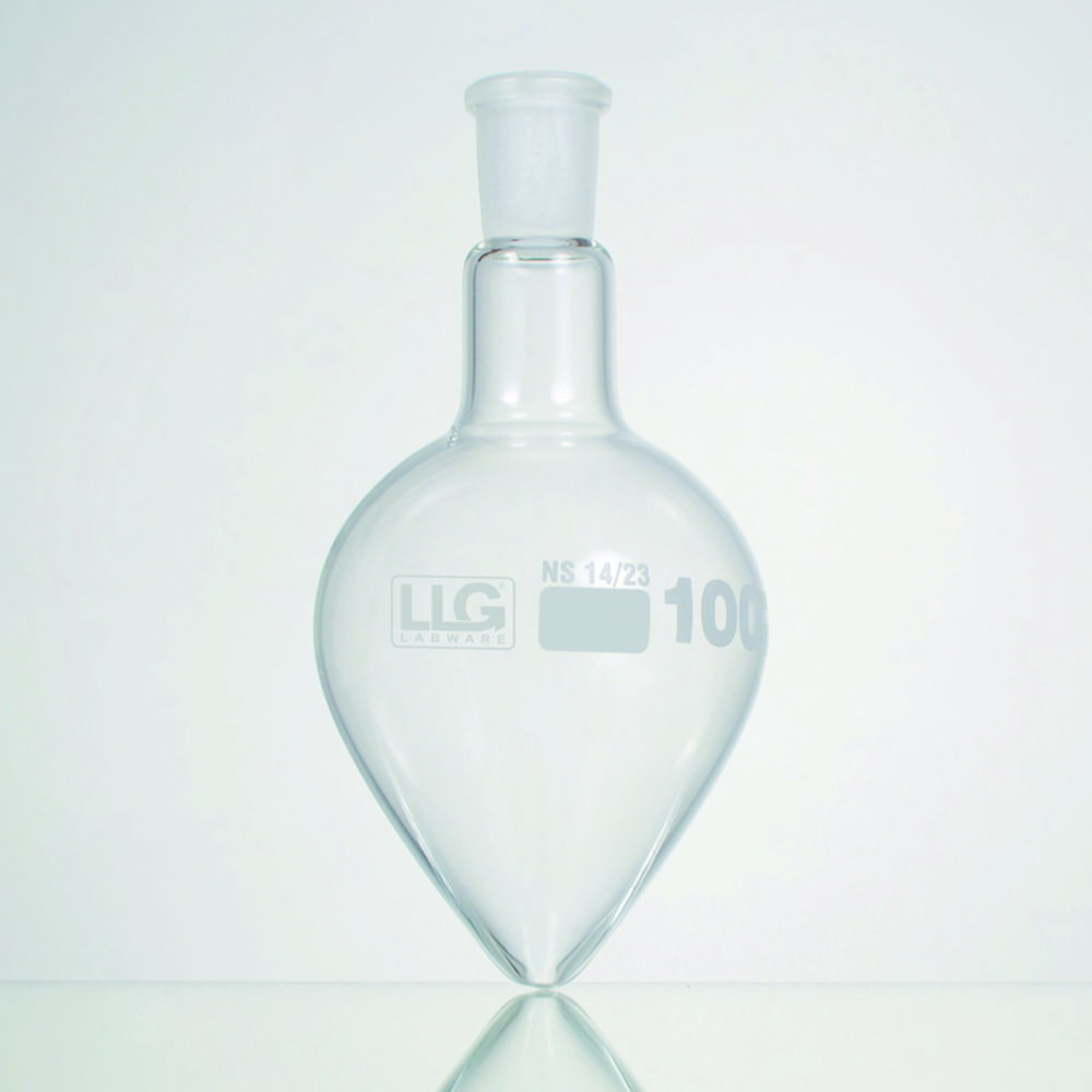 Palloni a forma di pera con giunto standard smerigliato, vetro borosilicato 3,3