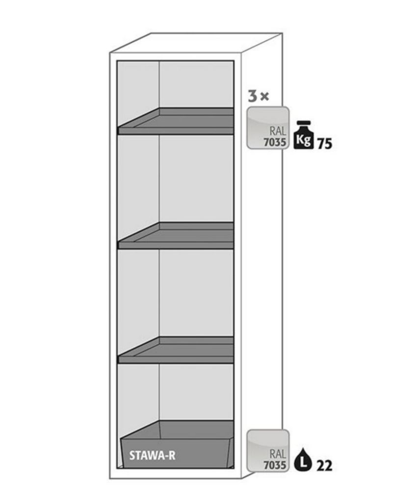 Armadi di sicurezza S-PHOENIX Vol. 2-90 con porta pieghevole, 3 ripiani, lamiera d'acciaio verniciata a polvere