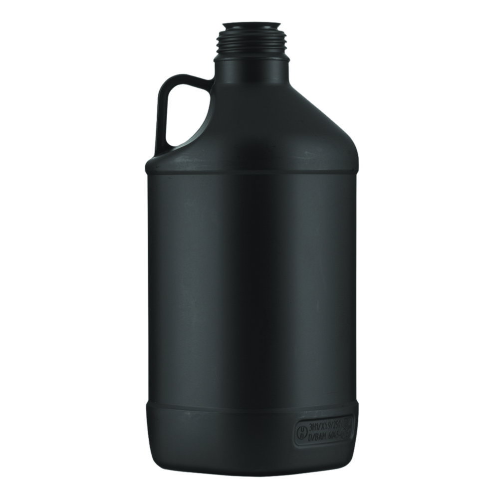Bottiglia per reagenti a bocca stretta senza chiusura, Serie 310 " Safe Grip", HDPE, con approvazione UN, nero