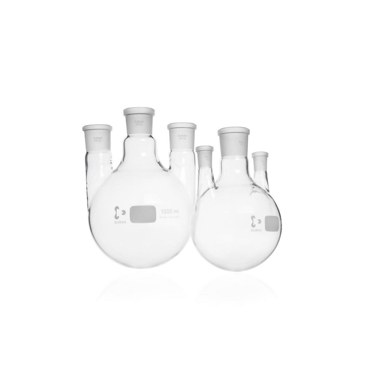 Triple neck round bottom flasks, with parallel side necks, DURAN®