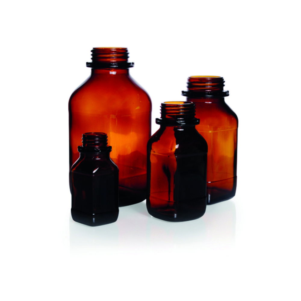 Bottiglie quadrate, tappo a vite, vetro soda-lime
