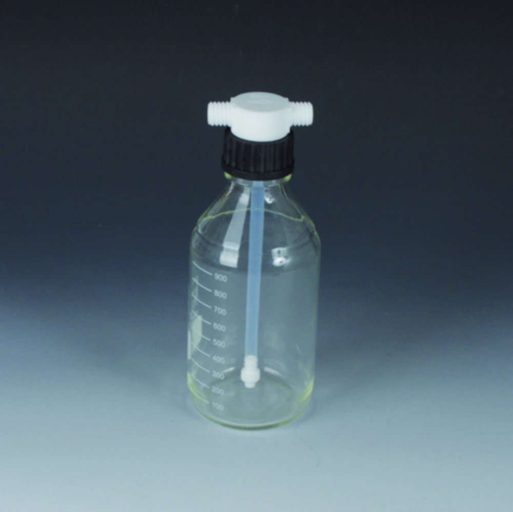 Bottiglie di lavaggio Vitrum, vetro Borosilicato/PTFE