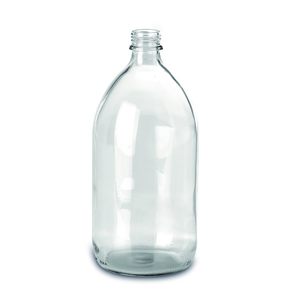 Bottiglie a bocca stretta, vetro soda-lime, trasparenti