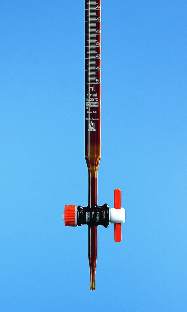 Burette, rubinetto dritto, vetro ambrato