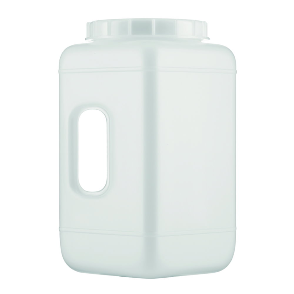 Bottiglie bocca larga, forma quadrata, serie 311, HDPE, con chiusura