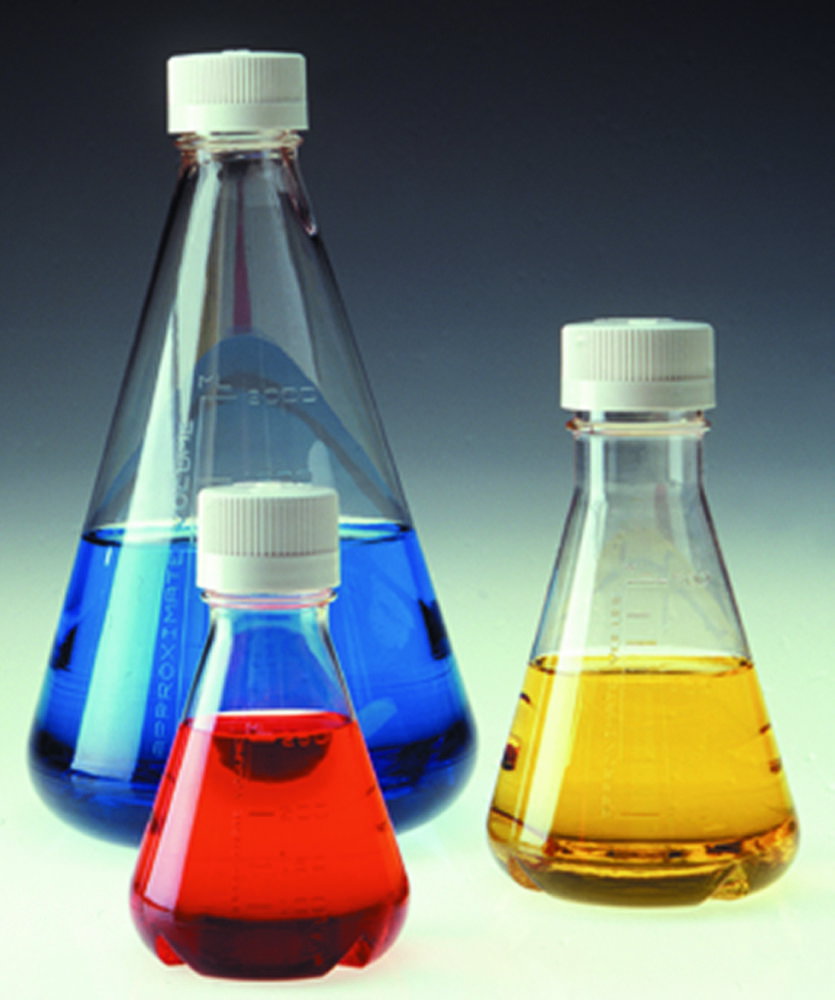 Beute Erlenmeyer Nalgene™, PETG, sterili, fondo con scanalature