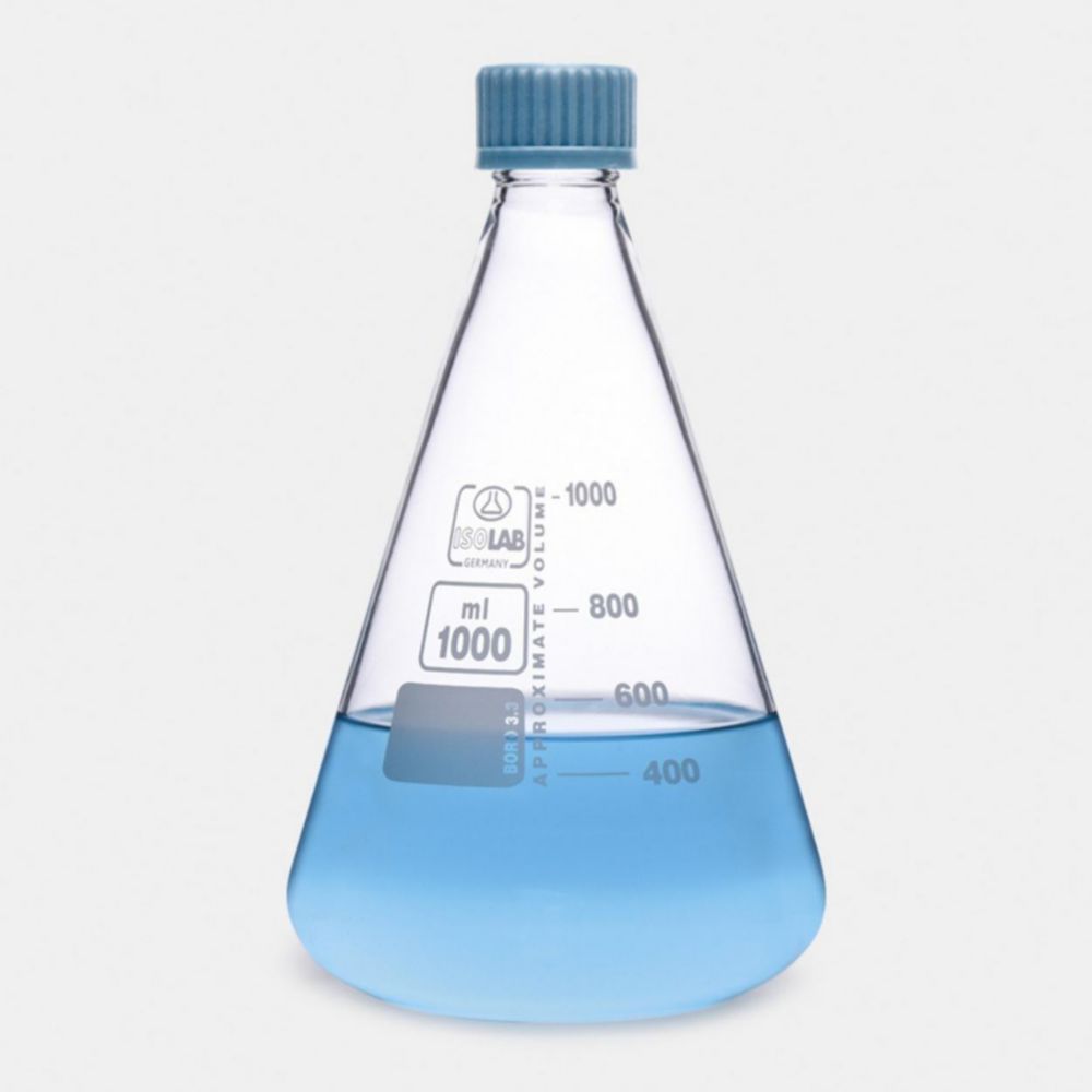 Erlenmeyer flasks, borosilicate glass 3.3, with screw neck