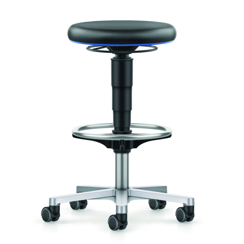 Sgabello medico/di laboratorio, rotelle Stop&Go, anello per i piedi