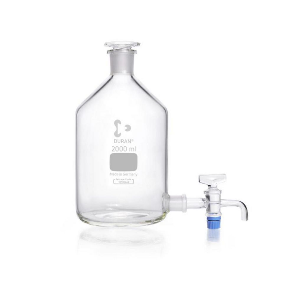 Aspirator bottles, Duran®, conical joint neck and outlet tubulure, with stoppers