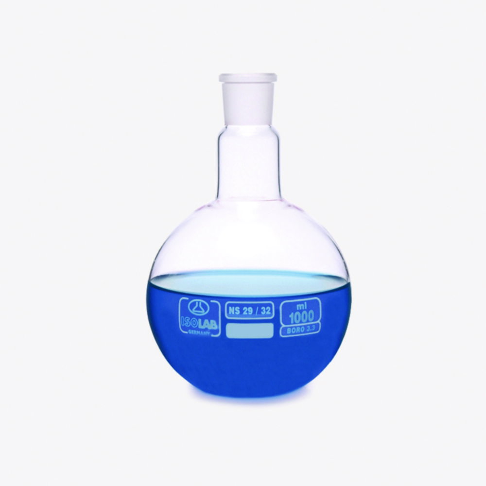 Flat bottom flasks, NS joint neck, borosilicate glass 3.3