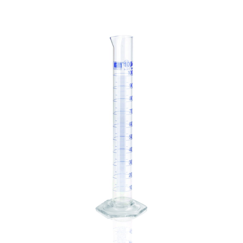 Measuring Cylinder, DURAN®, class A, Blue Graduation, USP