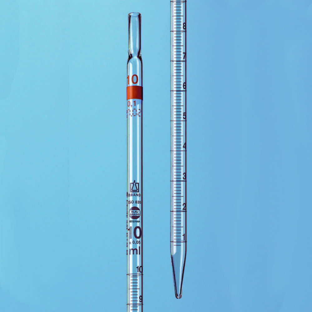 Pipette graduate, a erogazione totale, AR-glass®, classe B, graduazioni color ambra, tipo 2
