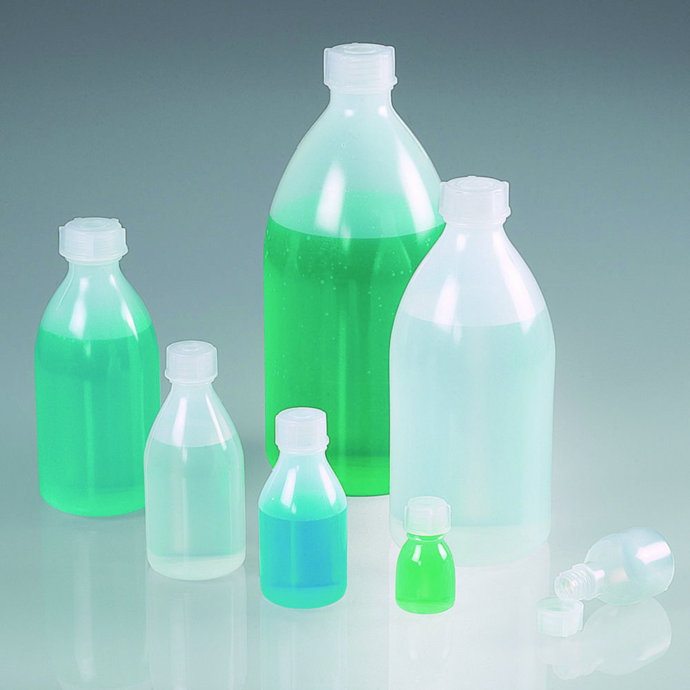 Bottiglie a collo stretto bio, con tappo a vite, LDPE verde