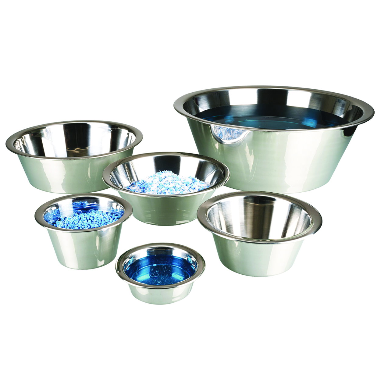 Laboratory bowls with flat base, stainless steel