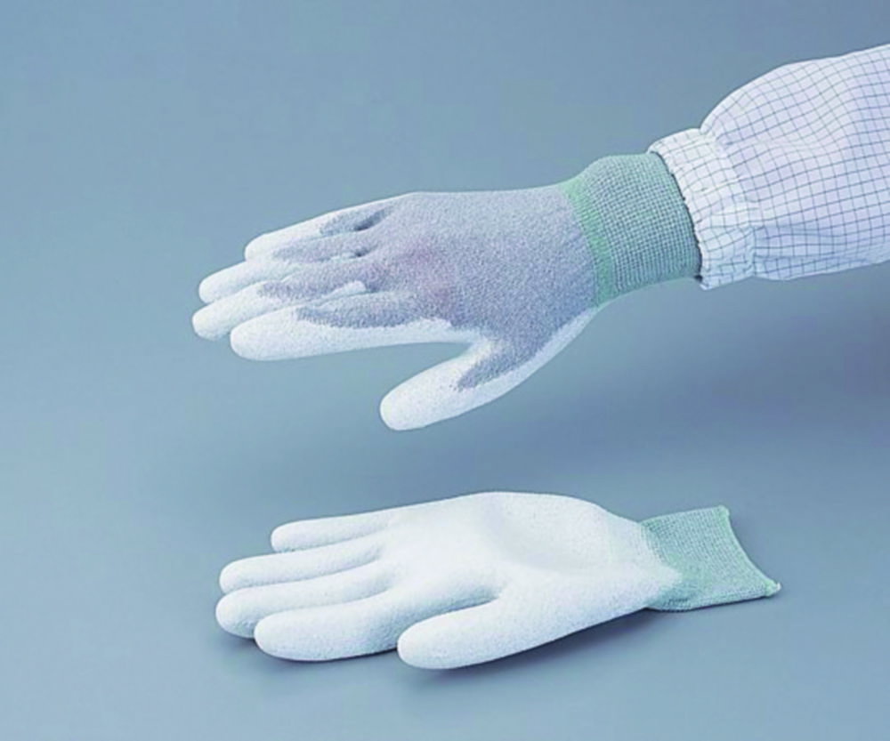 Conductive Gloves ASPURE,  Anti-static, grey, Nylon, coated fingertips
