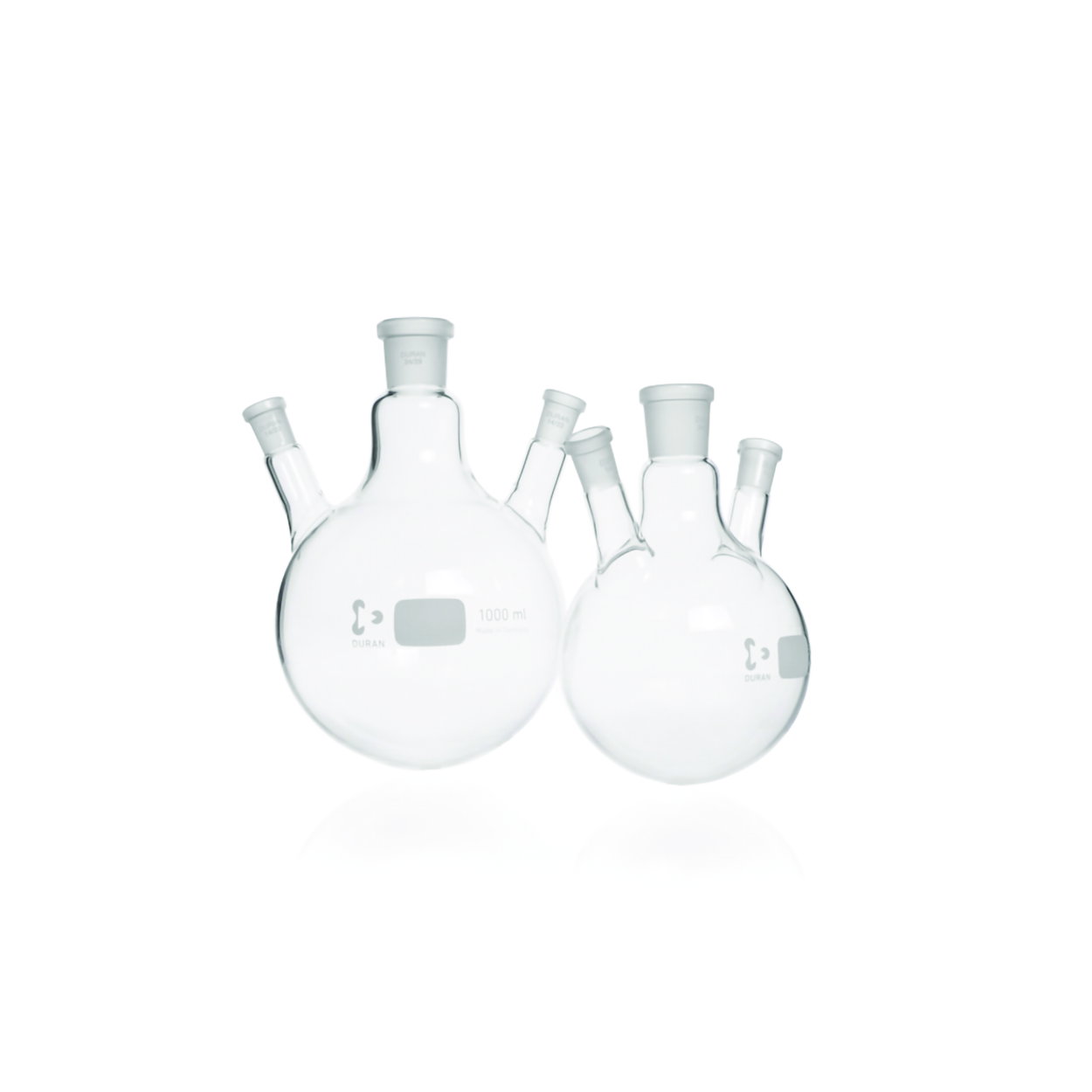 Triple neck round bottom flasks, with angled side necks, DURAN®