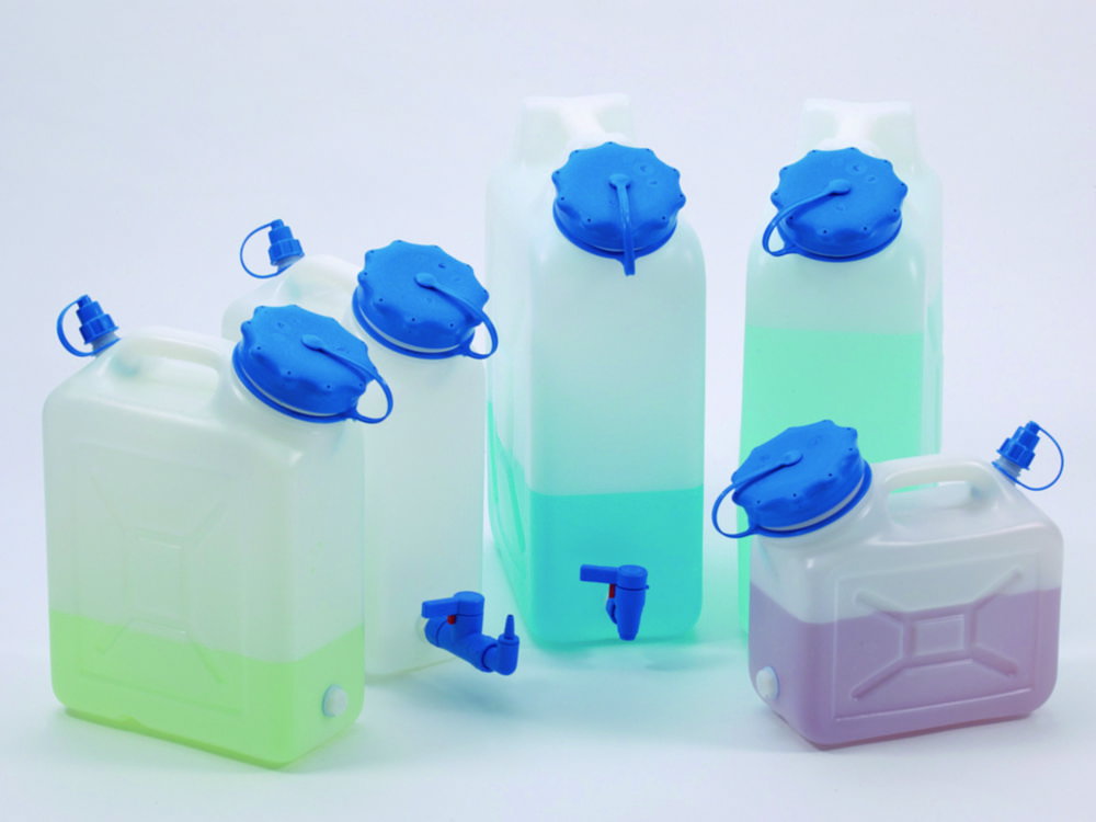 Taniche a collo largo, HDPE, con connettore filettato