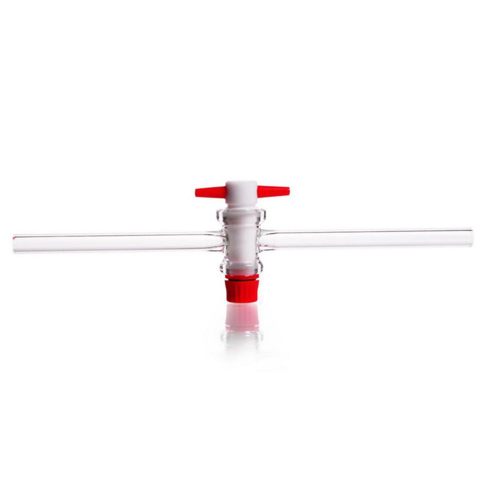 DURAN® Rubinetti di arresto a una via, completi di chiave in PTFE, foro 2,5 mm, NS 14,5, "bracci laterali 9 mm".