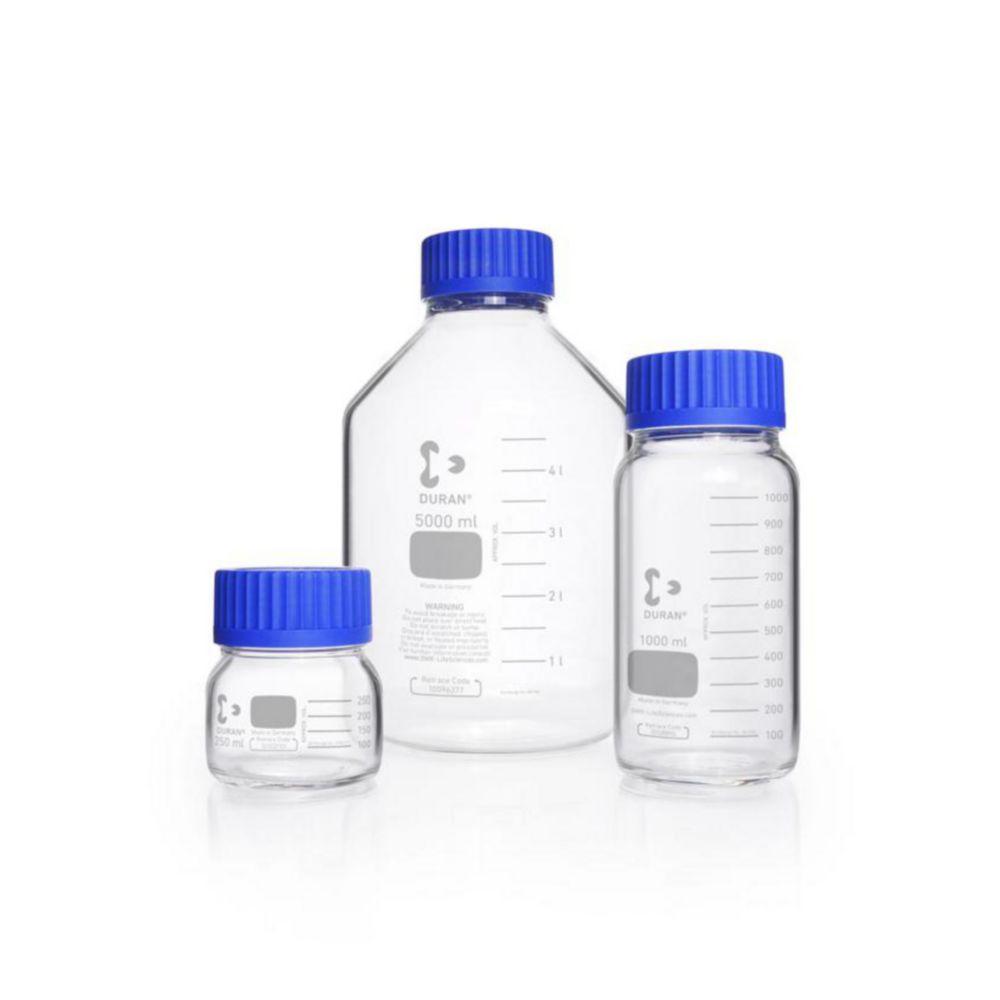 Bottiglie a bocca larga con collo GLS 80®, DURAN®, chiare, con tappo a vite