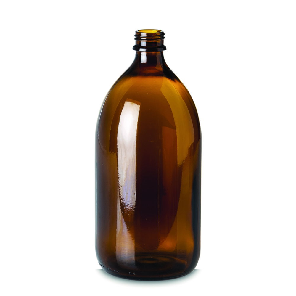 Bottiglie a bocca stretta senza chiusura, vetro soda-lime, marrone