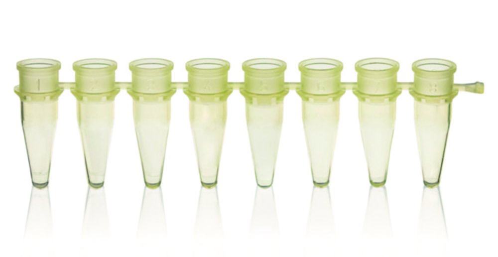 PCR tubes strips of 8, PP, without caps
