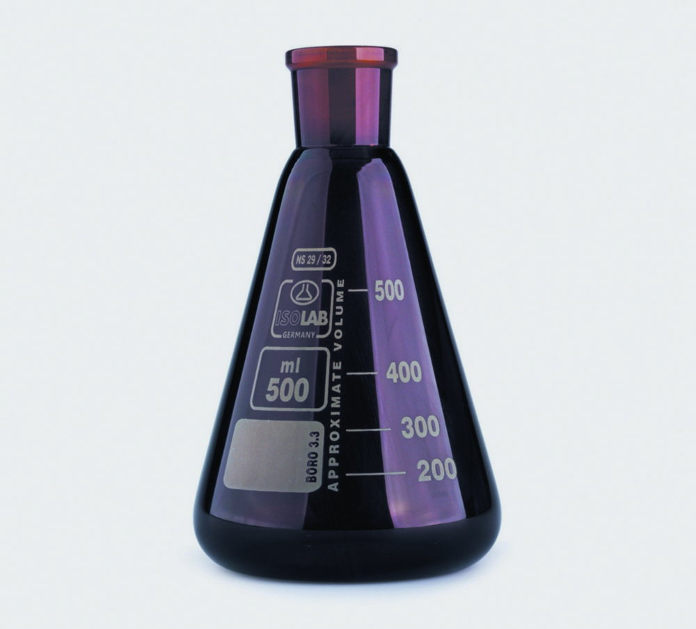 Erlenmeyer flasks, NS neck, borosilicate glass 3.3, amber
