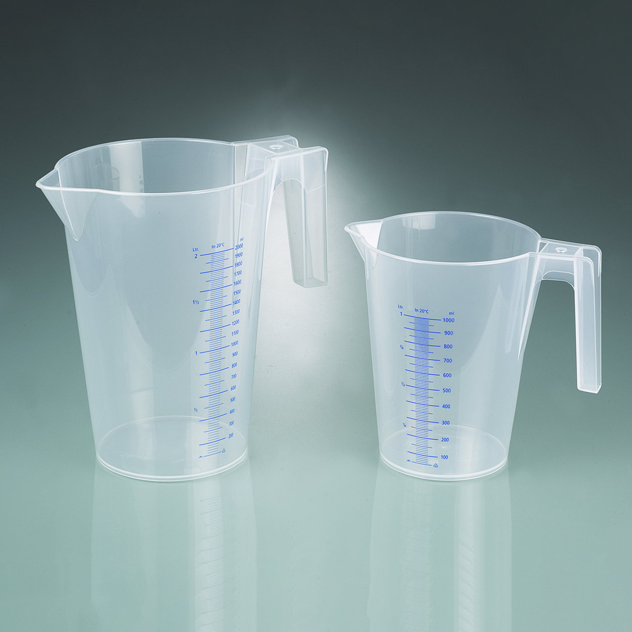 Graduated beakers, PP, blue graduation, stackable