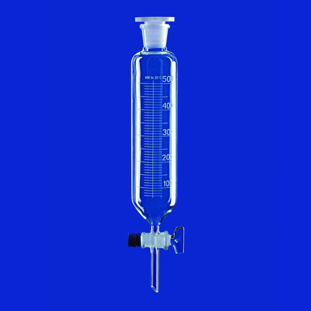 Separating funnels cylindrical, with glass plug, borosilicate glass 3.3