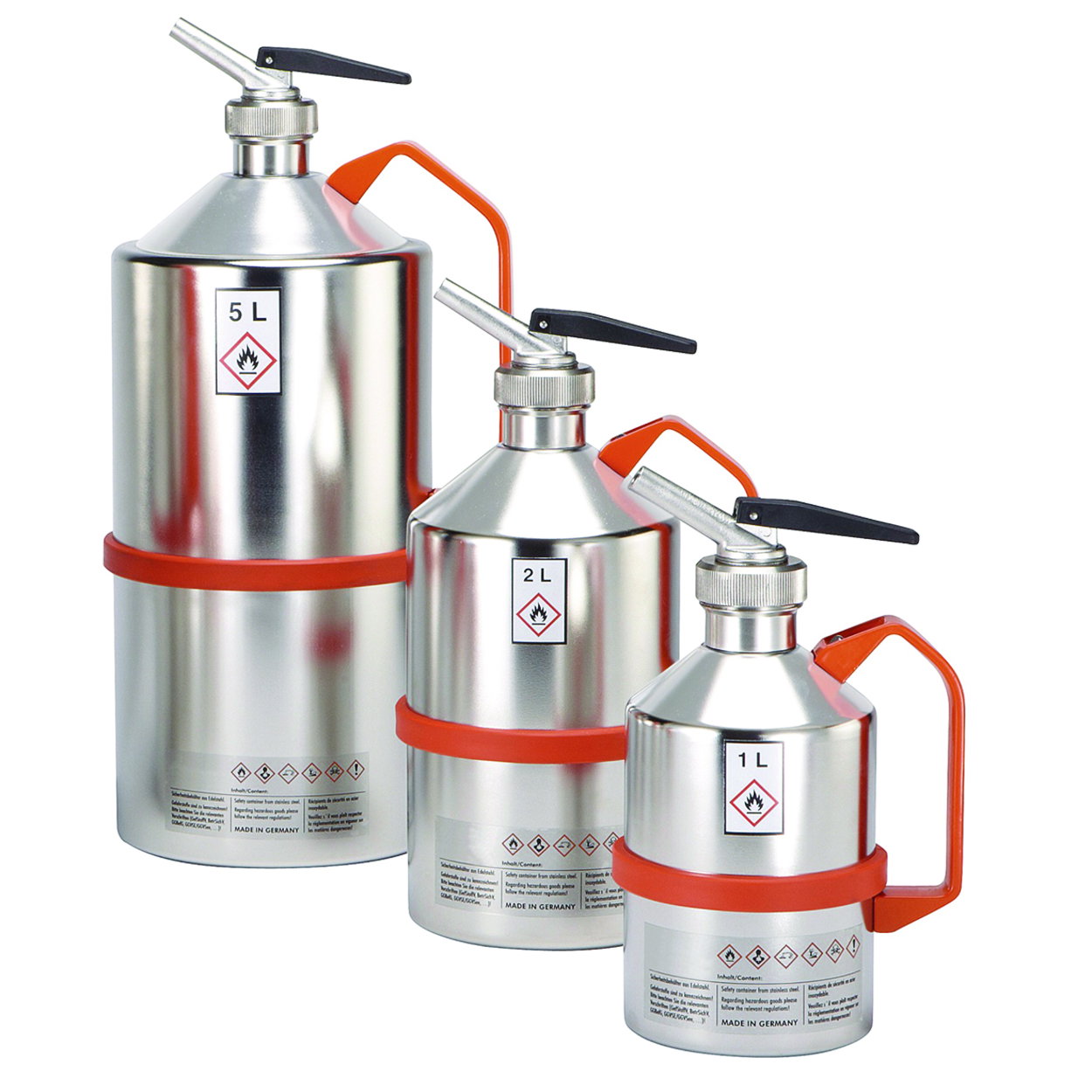 Safety cans, stainless steel