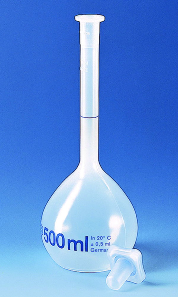 Pallone da 500 ml, PP ad alta trasparenza, NS 19/26, tappo in PP