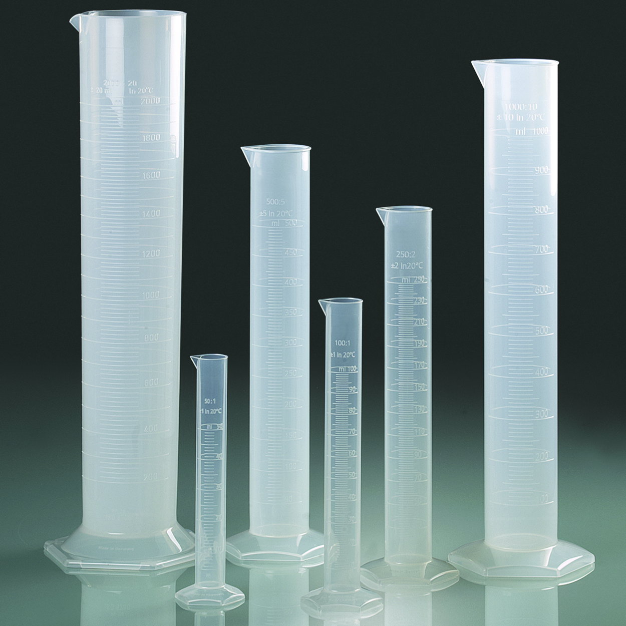 Measuring cylinders, PP, tall form, class B, transparent graduation