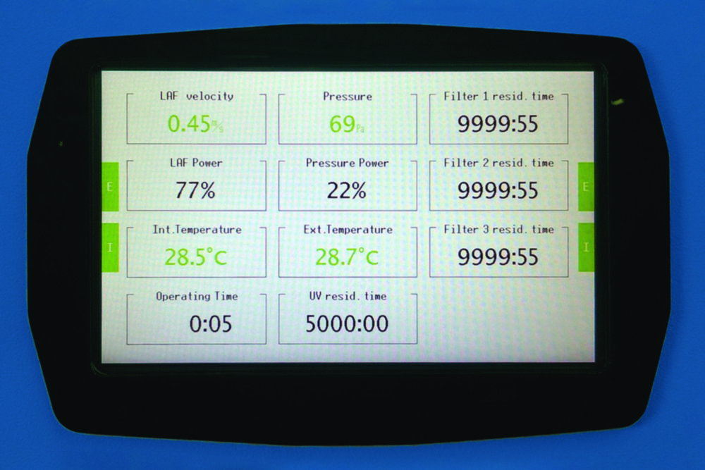 Controllo touchscreen per armadi di sicurezza SafeFAST Premium e CytoFAST