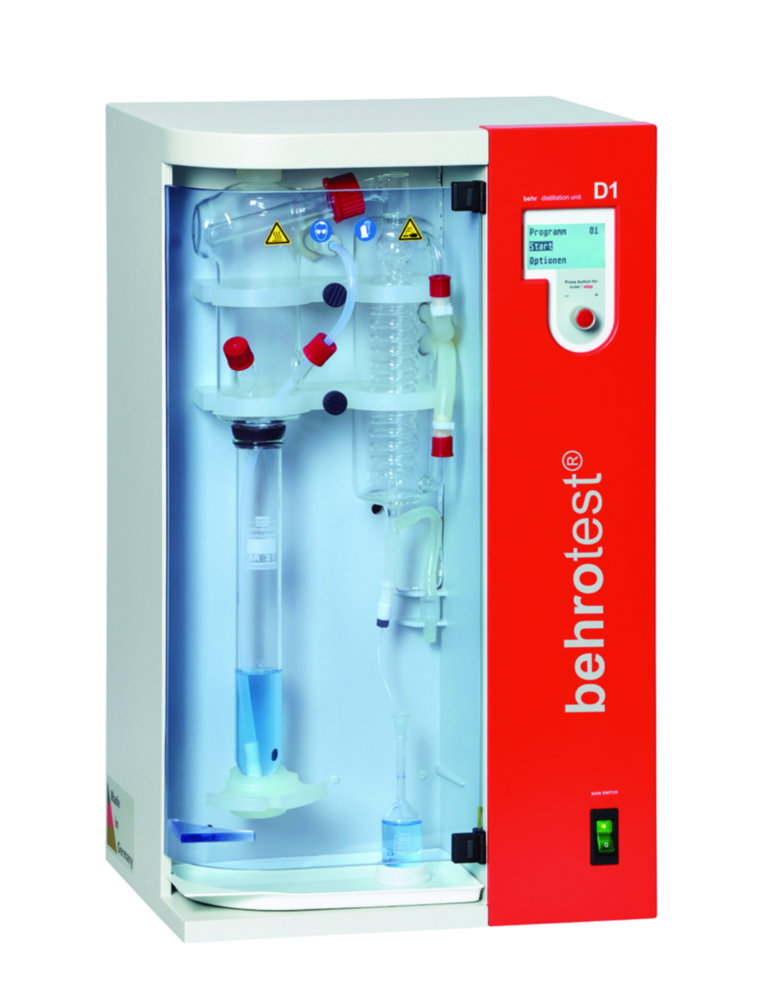 Steam distillation unit D1, for the determination of alcohol, distillation into a pycnometer
