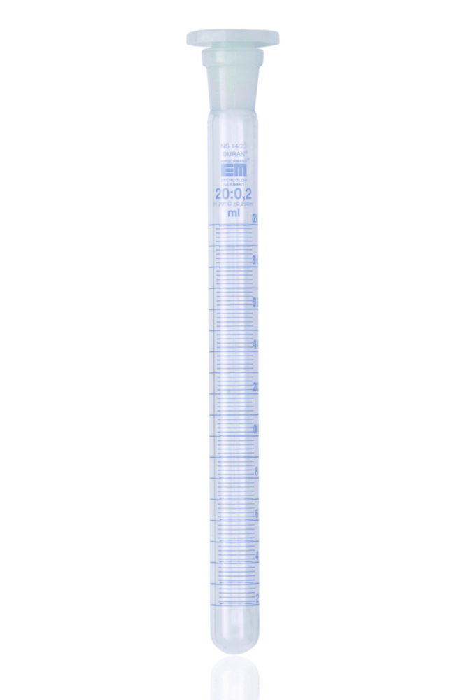 Provette, vetro borosilicato 3.3, graduate, con tappo, PE