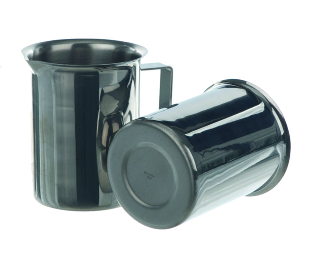 Beaker, acciaio inox 18/10, con orlo, becco e manico