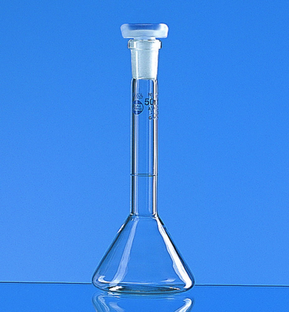 Volumetric trapezoidal flasks, borosilicate glass 3.3, class A, blue graduations