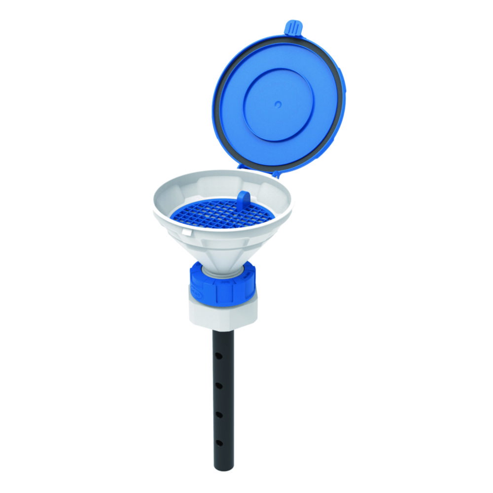Imbuti di sicurezza con coperchio incernierato, V2.0, bianco/blu, HDPE