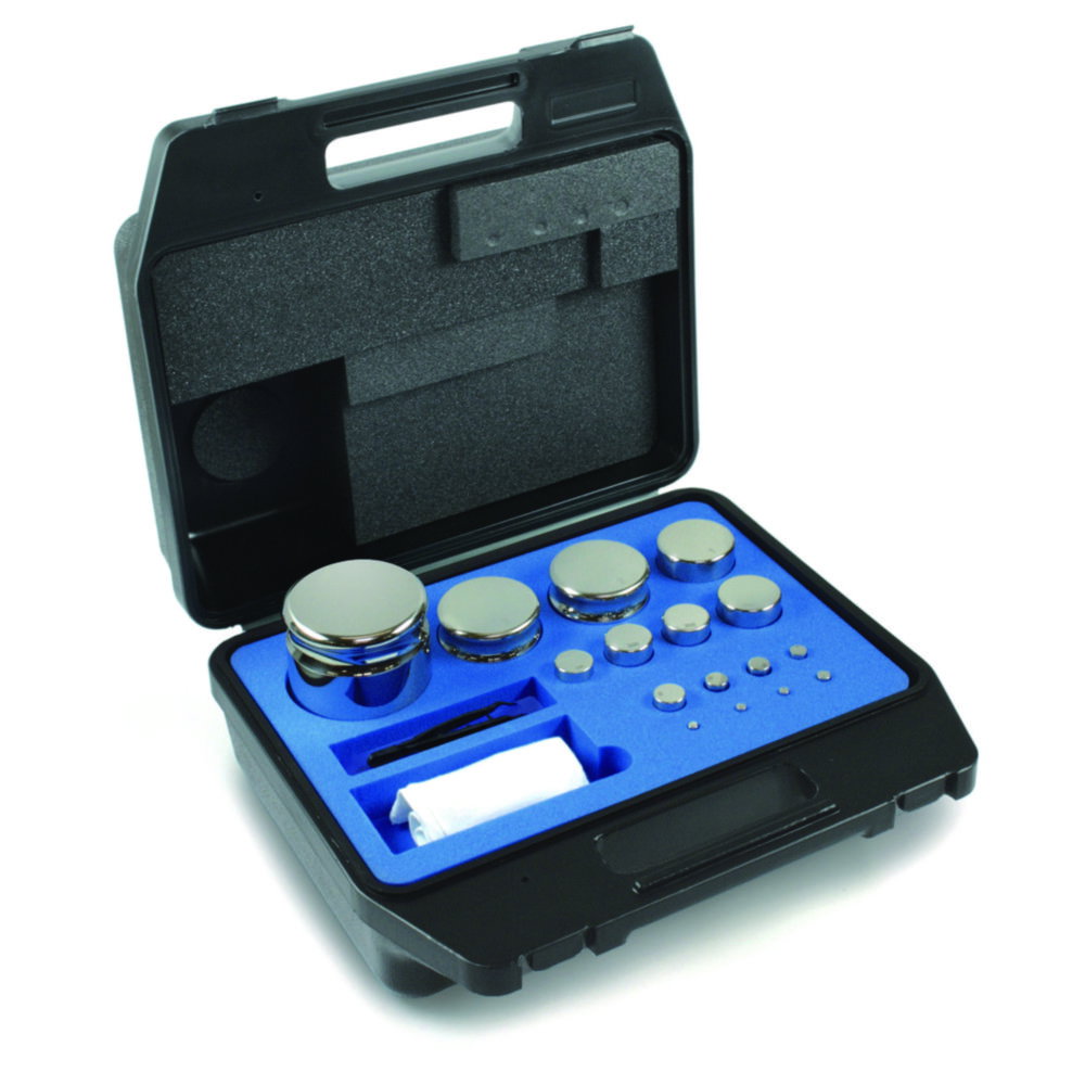 Set di pesi E2, forma compatta, con scatola di plastica