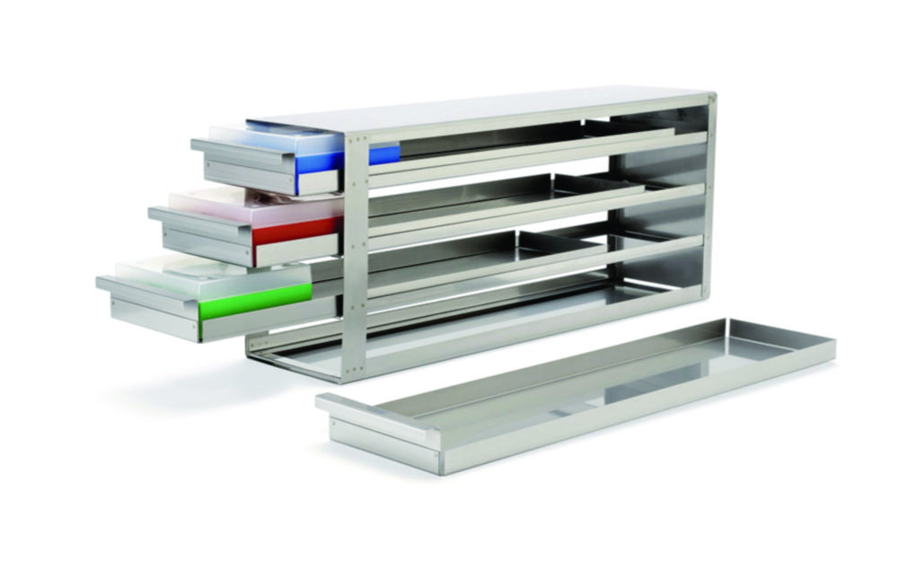 Rack con cursori, per scatole criogeniche, acciaio inossidabile
