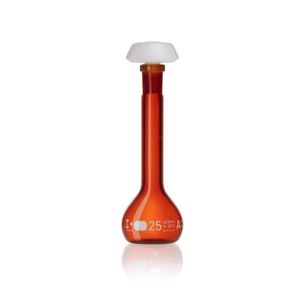 Volumetric flask DURAN®, amber glass, class A, white graduated