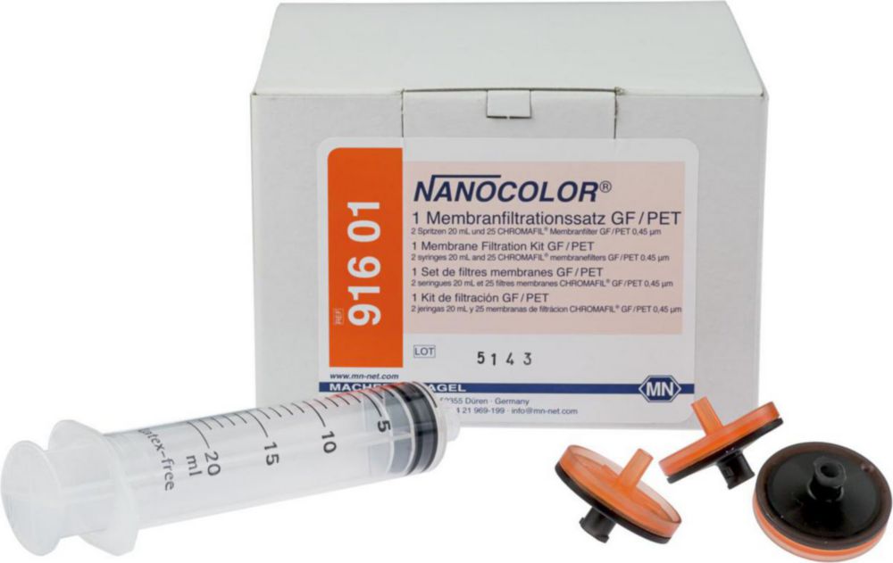 Accessories NANOCOLOR®, sample preparation set CHROMAFIL®, PET, with glass fibre pre-filter