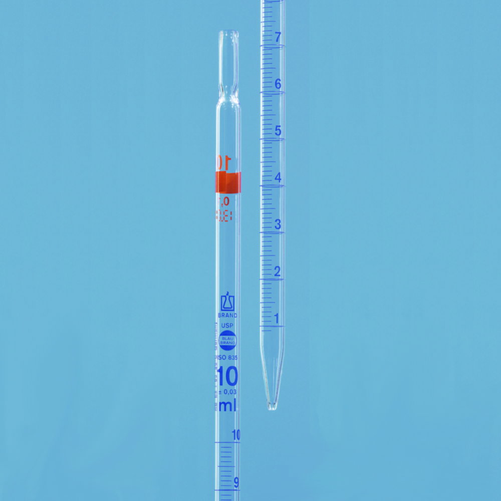 Pipette graduate, USP, vetro AR®, classe AS, graduazione blu, tipo 2