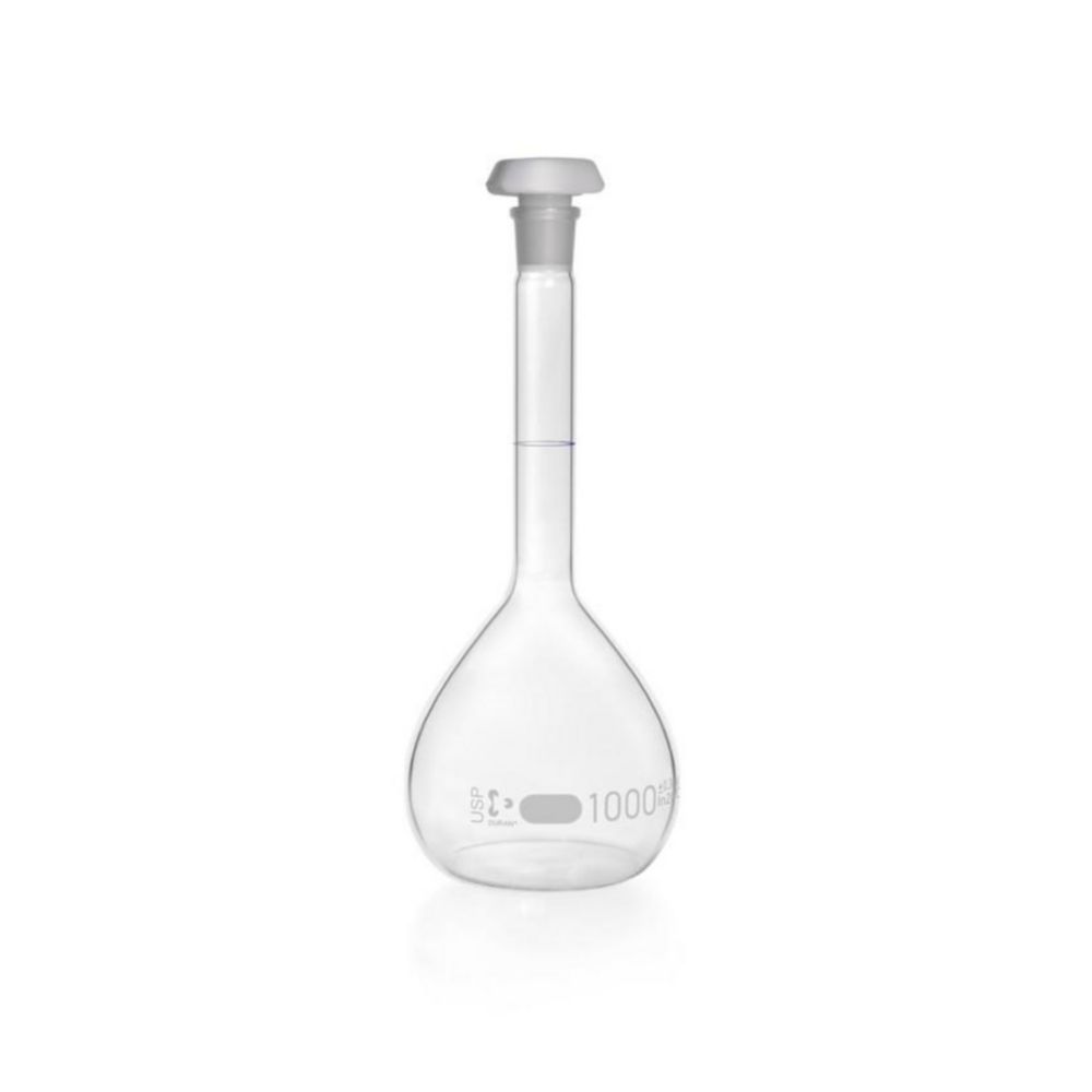 Volumetric flask DURAN®, class A, blue graduated