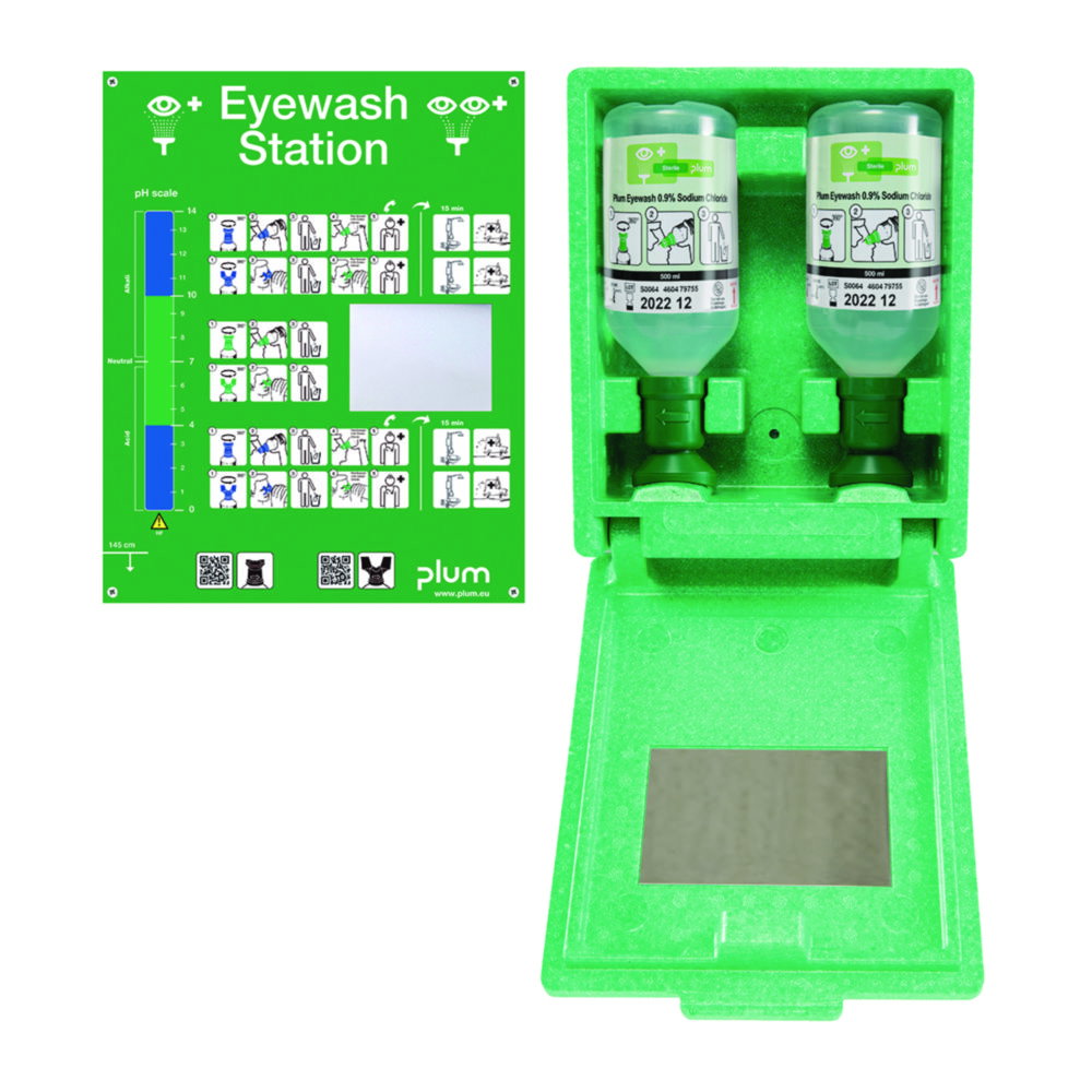 Eyewash station with 2 eyewash bottles