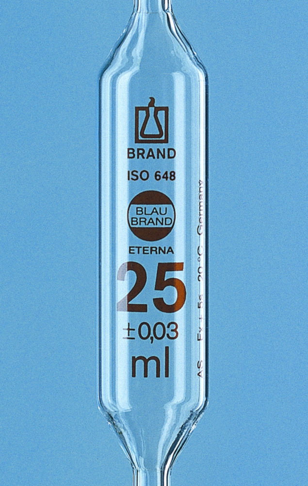 Volumetric pipettes, AR-glas®, class AS, 1 mark, amber graduation